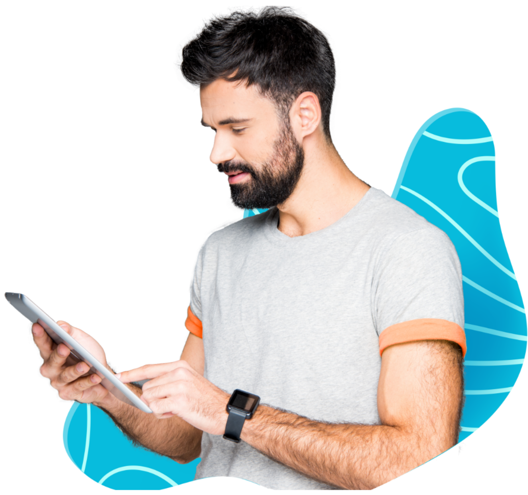 Illustration homme avec une tablette